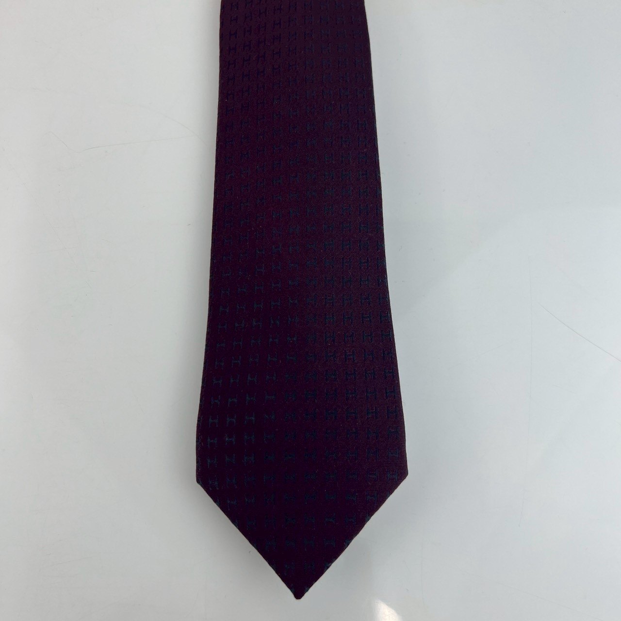 シルクタイ バイカラーHタイ Faconnee H Bicolore tie BOURGOGNE/CHARBON ブルゴーニュ/シャルボン