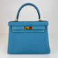 Kelly28 ケリー28 Bleu jean ブルージーン ゴールド金具 Stamp-W W刻印  Togo トゴ