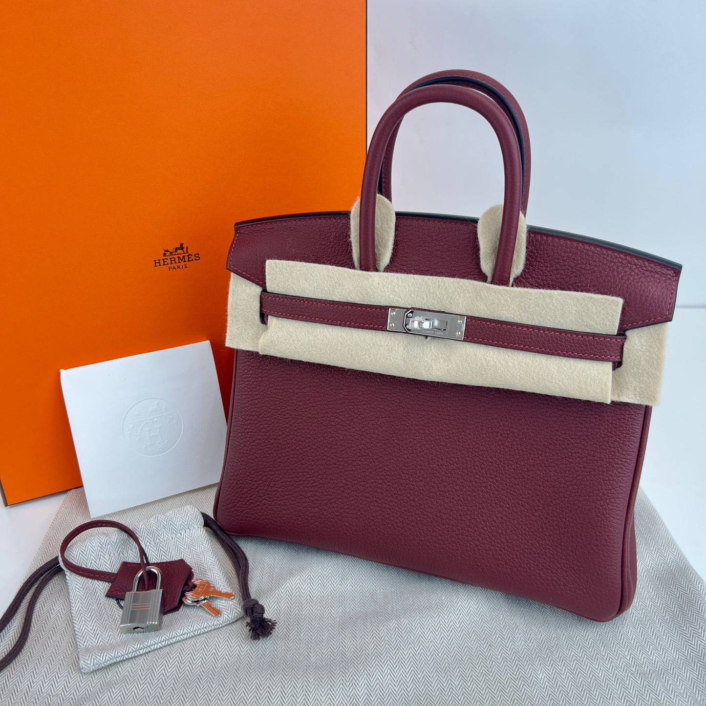 Birkin25 バーキン25 Rouge H ルージュアッシュ　PHW シルバー金具 tamp-K K刻