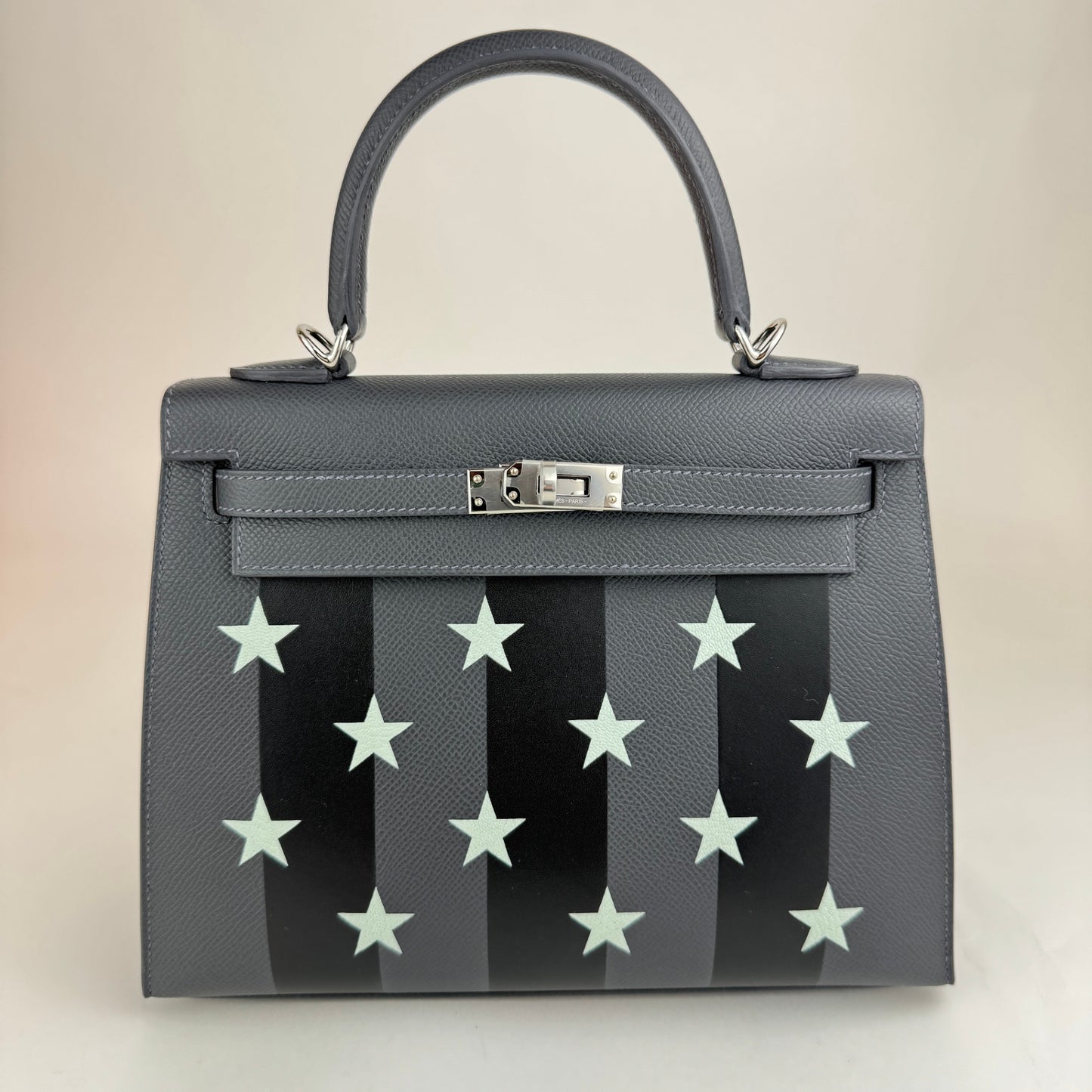 Kelly25 casaque etoilee  ケリー25 カザック エトワール Ardoise/Black/Vert peppermint　  アルドワーズ/ブラック/ヴェールペパーミント  PHW シルバー金具 Epsom/Tadelakt/Chevre  エプソン/タデラクト/シェーブル    Stamp-W W刻印