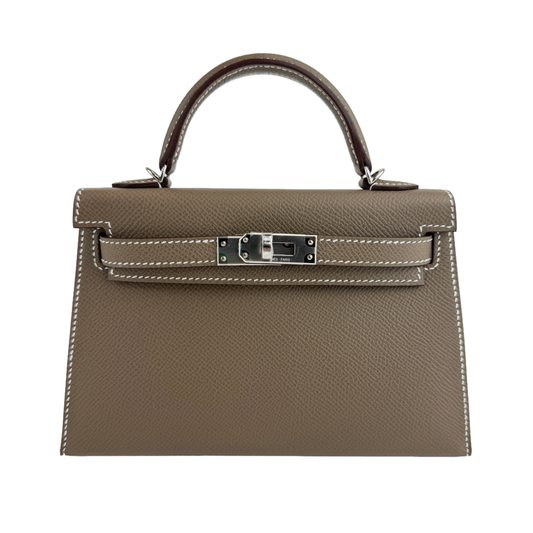 Mini kelly ミニケリー Etoupe エトープ Epsom エプソン PHW シルバー金具 Stamp-K K刻