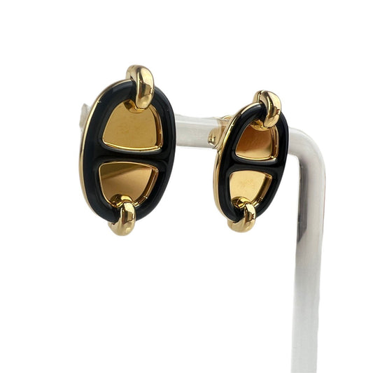 Boucles d'oreilles Mini Maillon ミニ マイヨン　ピアス Black / Gold ブラック/イエローゴールド