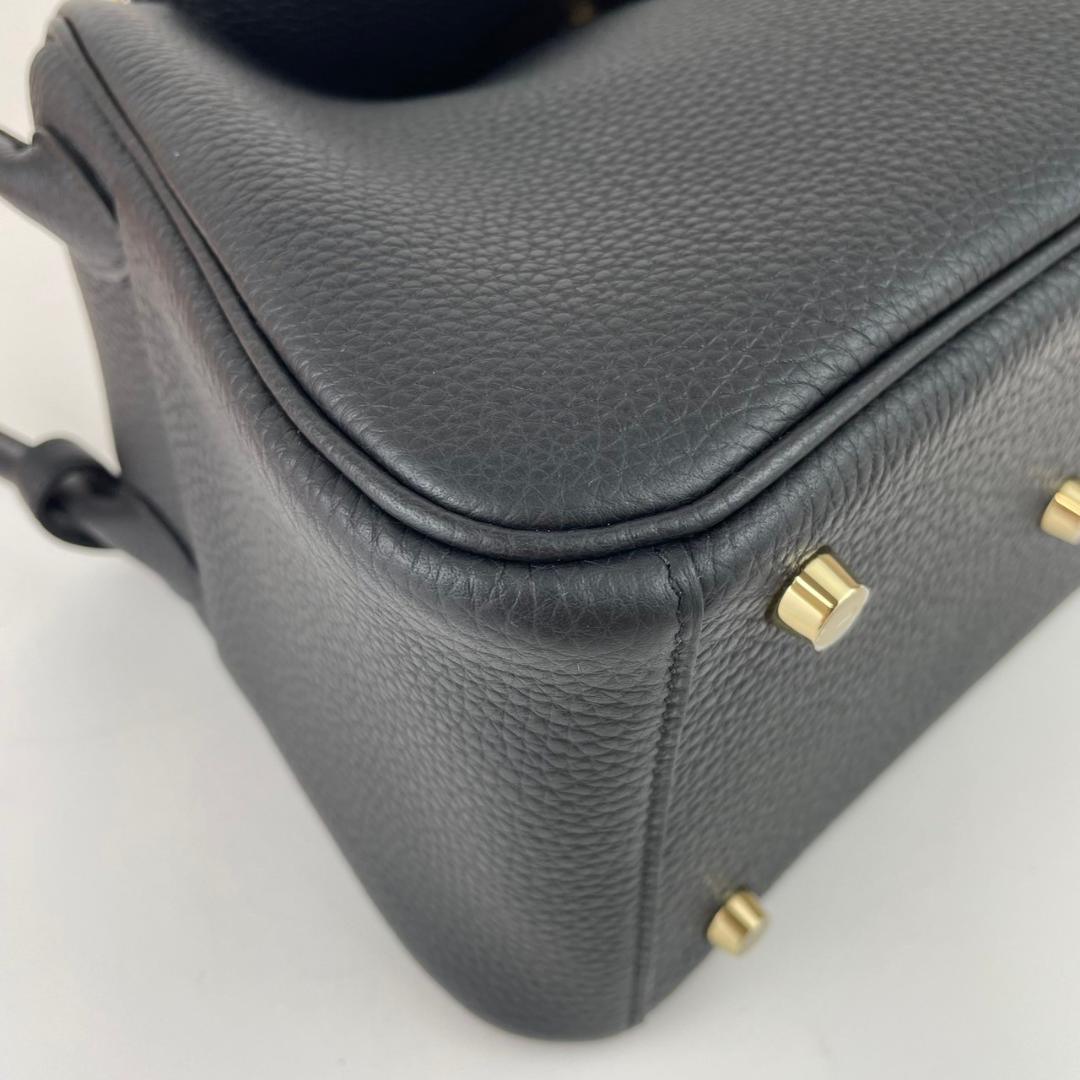 新品 HERMES エルメス Lindy26 リンディ26 Black ブラック Taurillon Clemence トリヨンクレマンス GHW ゴールド金具 B刻