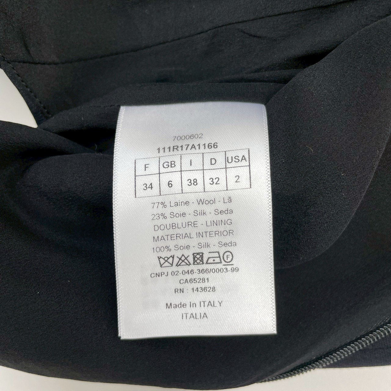 ワンピース 111R17A1166 ブラック ウール77% シルク23% サイズ34