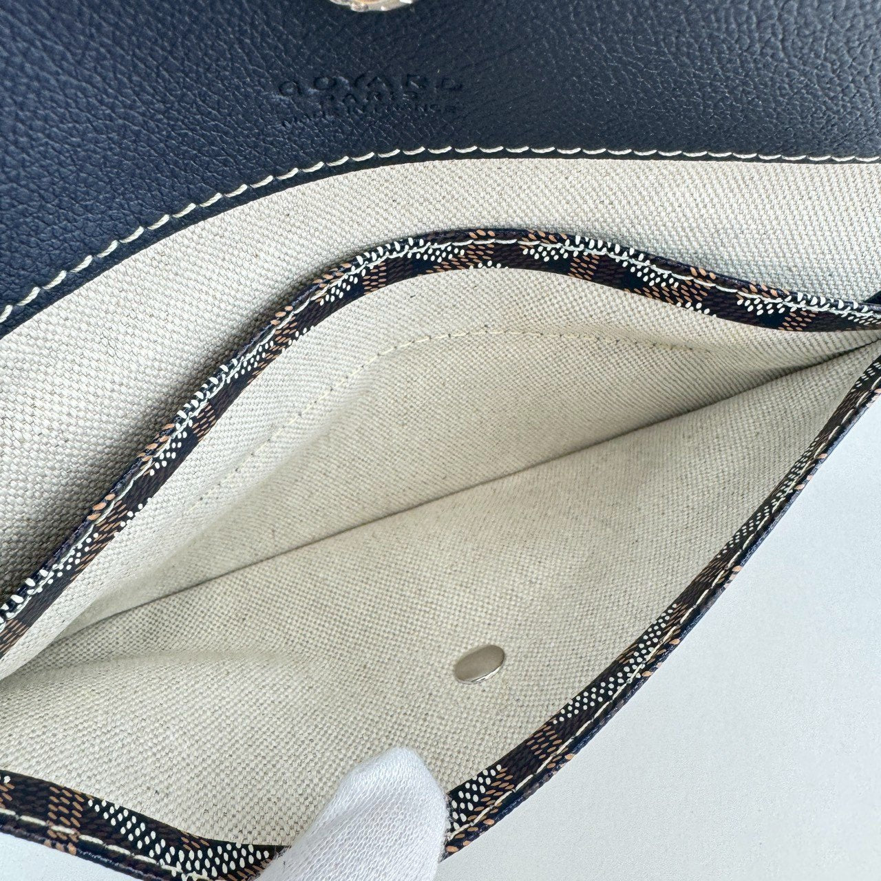 サンルイPM ネイビー　Navy ゴヤールディンキャンバス シュヴロッシュカーフスキン