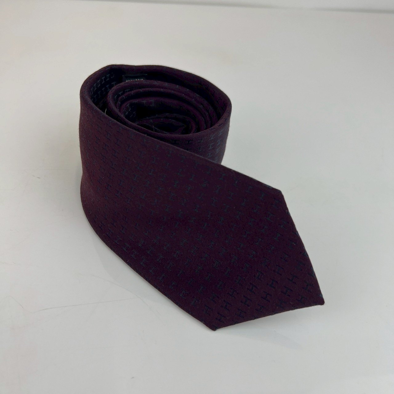 シルクタイ バイカラーHタイ Faconnee H Bicolore tie BOURGOGNE/CHARBON ブルゴーニュ/シャルボン