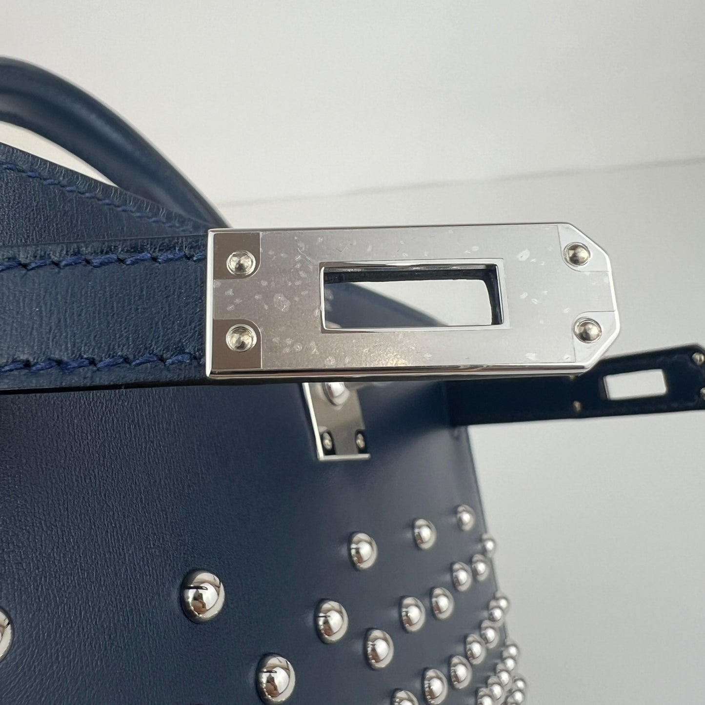 Mini kelly cloute ミニケリークルーテ Blue abysse ブルーアビス  PHW シルバー金具 Stamp-K K刻印 Box calf ボックスカーフ