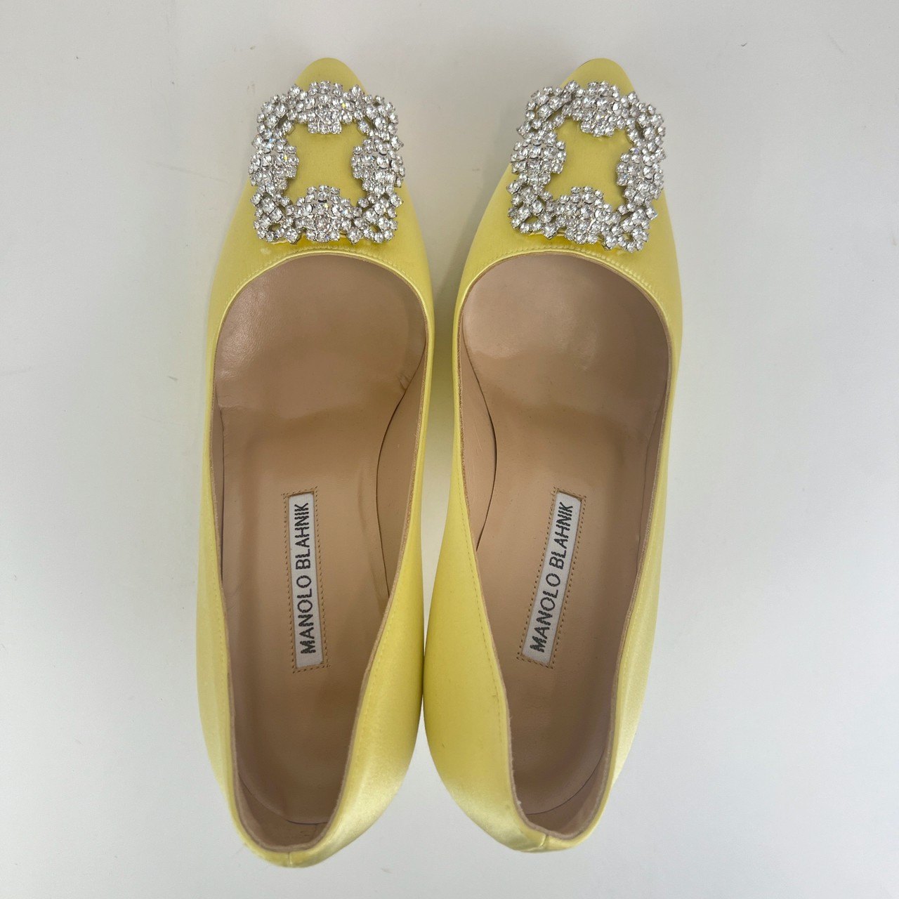 ハンギシ ビジューバックル パンプス Yellow イエロー 70mm