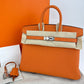 Birkin25 バーキン25 Orange オレンジ PHW シルバー金具 Togo トゴ Stamp-K K刻印