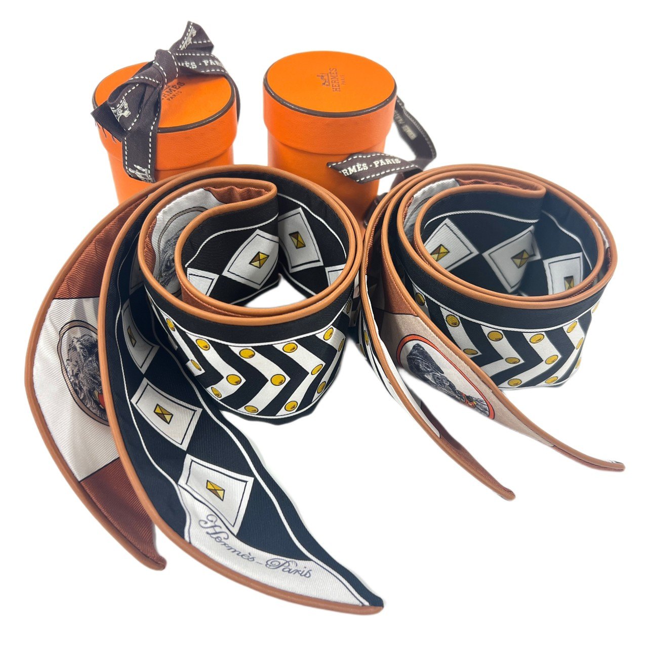 Twilly ツイリー　コリエ・エ・シアン マルチカラー　ブラウン 絹 100%