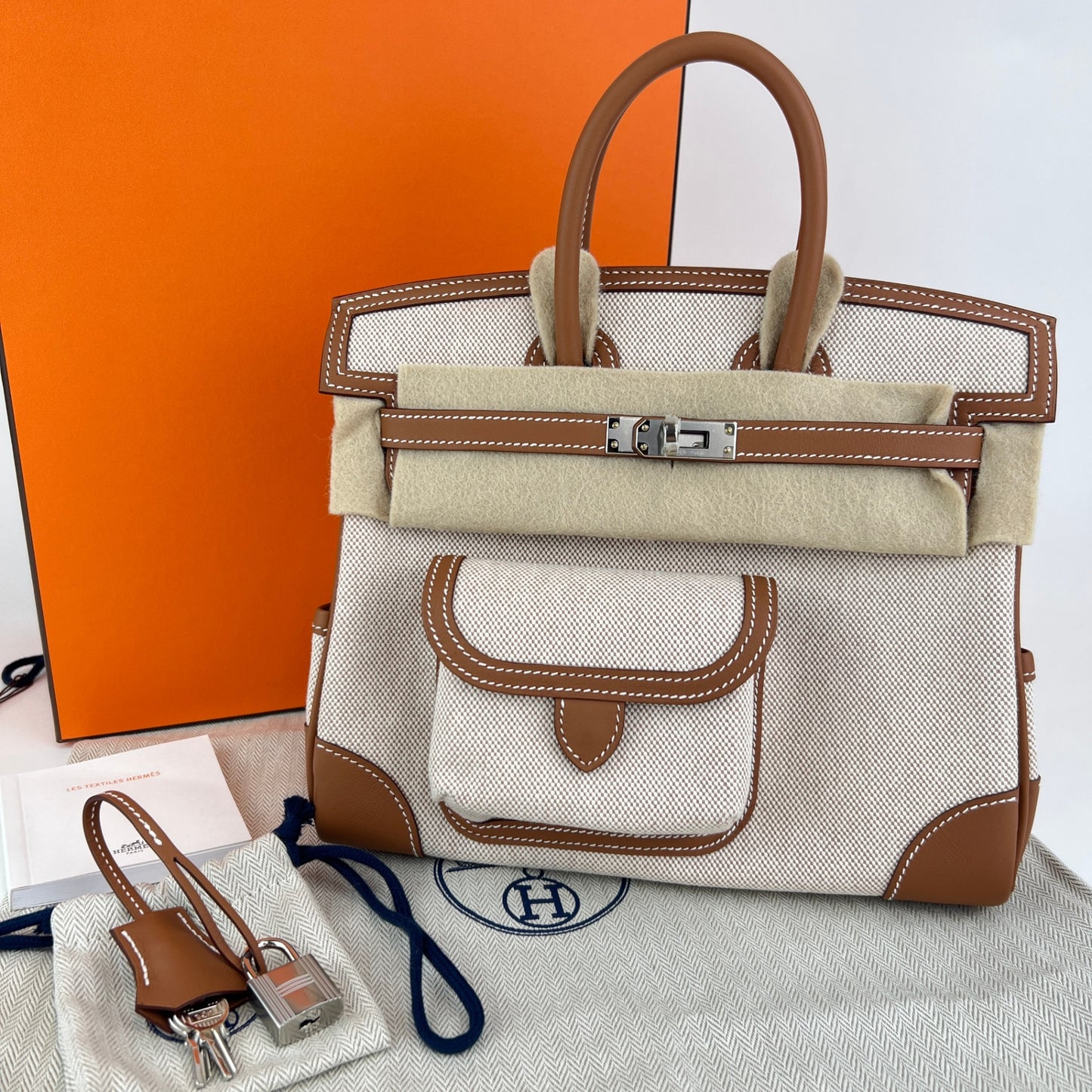 Birkin25 cargo バーキン25 カーゴ Gold ゴールド Toile goelan/Swift トワルゴエラン/スイフト PHW シルバー金具 Stamp-K K刻印