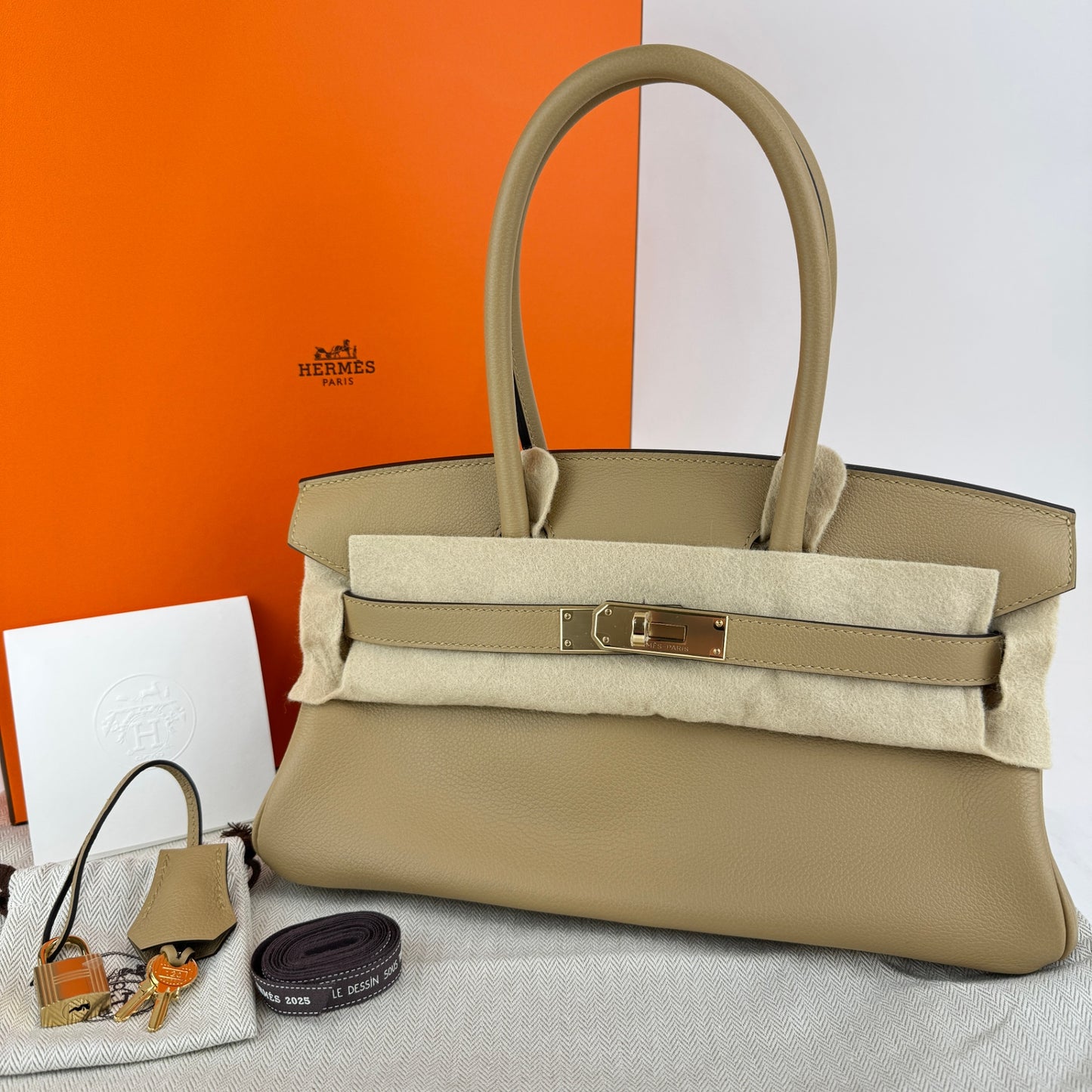 Shoulder Birkin29 ショルダーバーキン29 Poussiere プシエール  PMBHW シャンパンゴールド金具 Evercolor エバーカラー Stamp-K K刻印