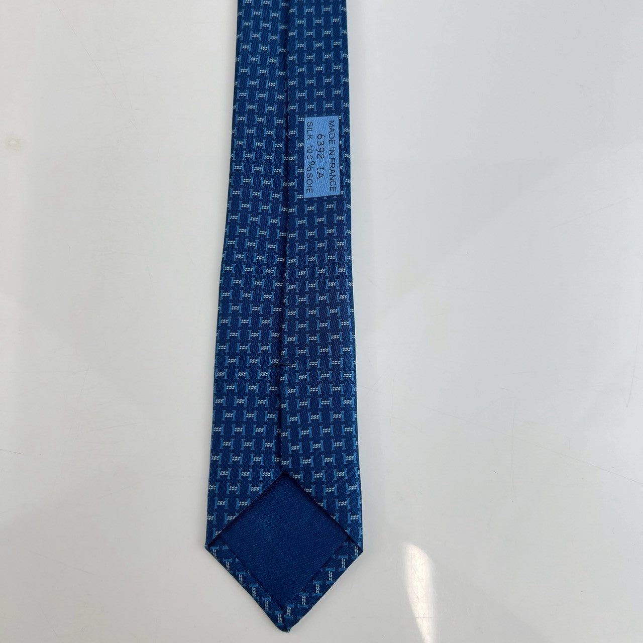 シルクツイルタイ Hグルメット H Gourmette twill Blue Moyen / Azur ブルーモアイヤン / アズール シルク