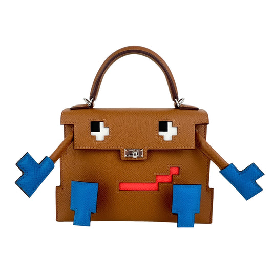 Kelly doll picto ケリードールピクト Gold/Bleu zanzibar ゴールド/ブルーザンジバル PHW シルバー金具 Epsom エプソン Stamp-W W刻印