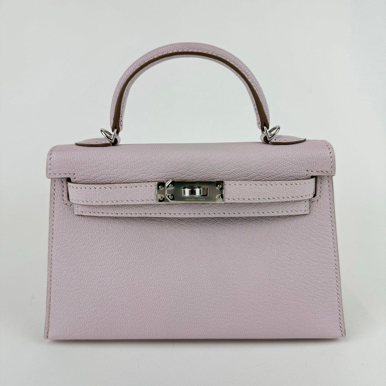 Mini kelly ミニケリー Mauve pale Chevre シェーブル PHW シルバー金具 Stamp-U U刻印