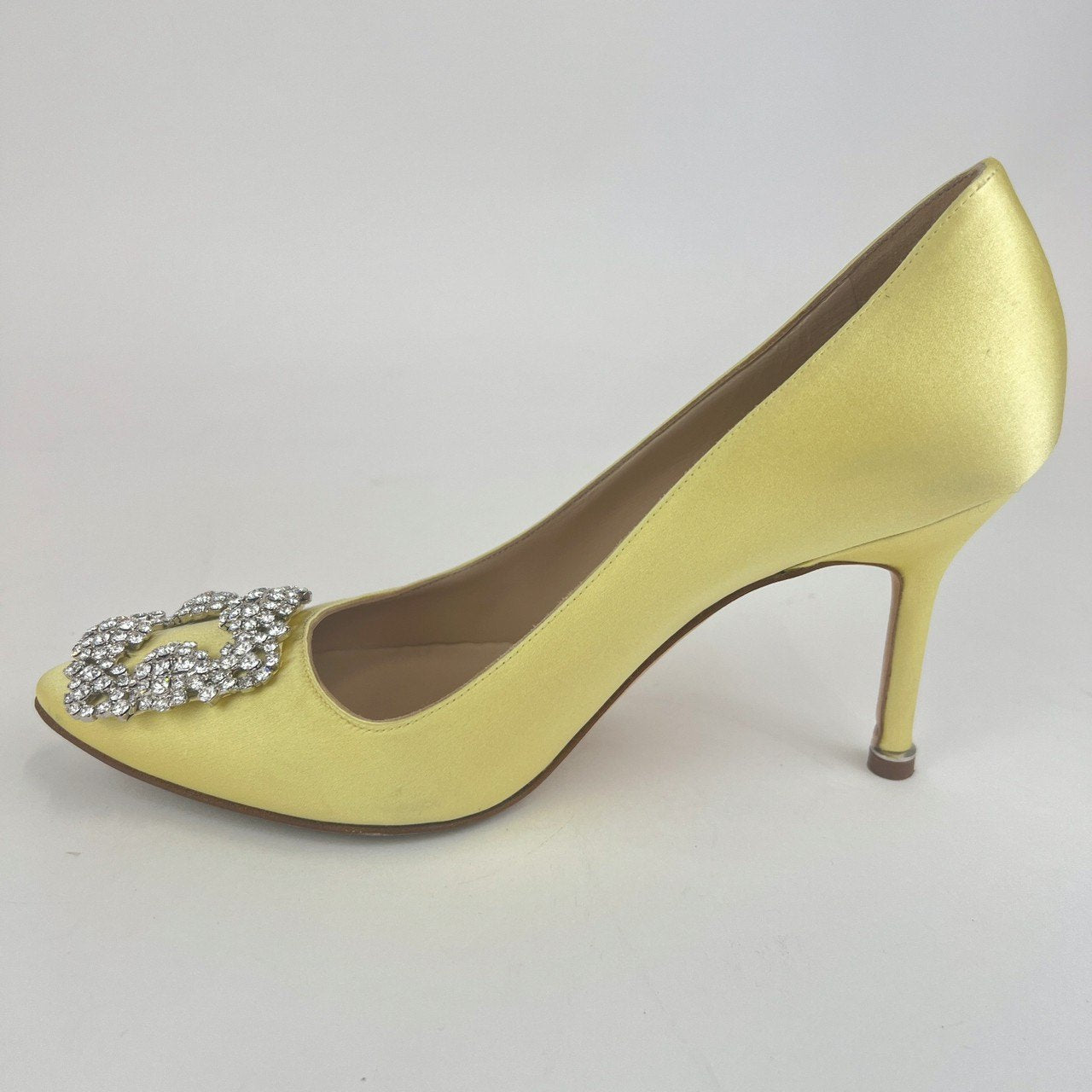 ハンギシ ビジューバックル パンプス Yellow イエロー 70mm