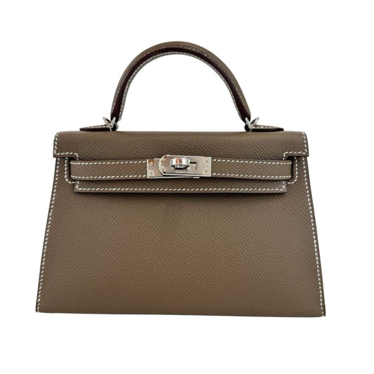 Mini kelly ミニケリー Etoupe エトープ PHW シルバー金具 Stamp-K K刻印 Epsom エプソン