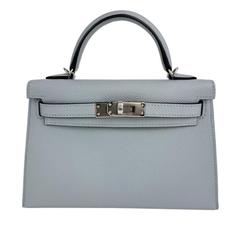 Mini kelly ミニケリー Blue gracie ブルーグラシエ  PHW シルバー金具 Epsom エプソン Stamp-K K刻印