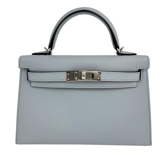 Mini kelly ミニケリー Blue gracie ブルーグラシエ  PHW シルバー金具 Epsom エプソン Stamp-K K刻印