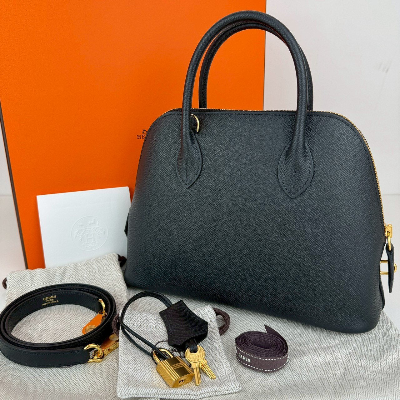 新品未使用 HERMES エルメス Bolide25 ボリード25 ブラック ゴールド金具 W刻 Stamp-W W刻印 Epsom エプソン