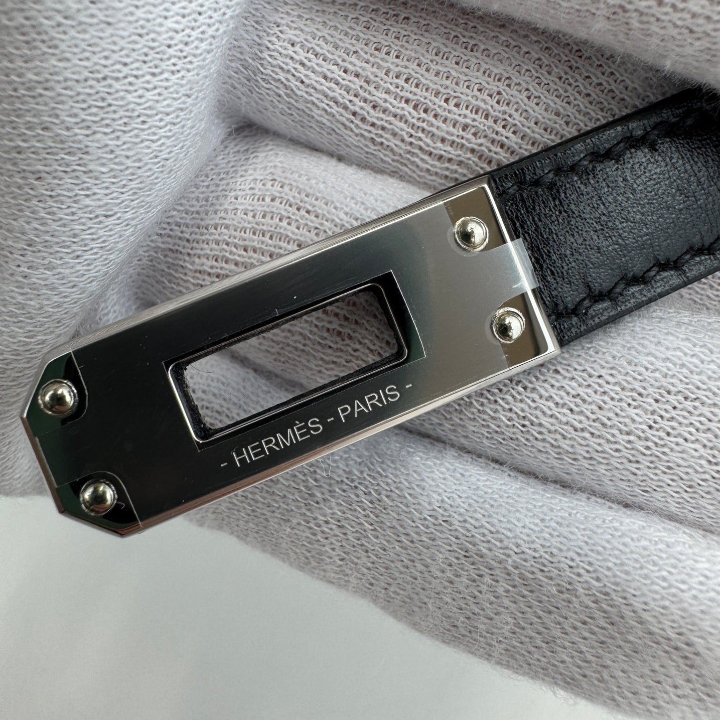 Mini kelly cloute ミニケリークルーテ Stamp-B B印 Boxcalf ボックスカーフ Black　ブラック PHW シルバー金具