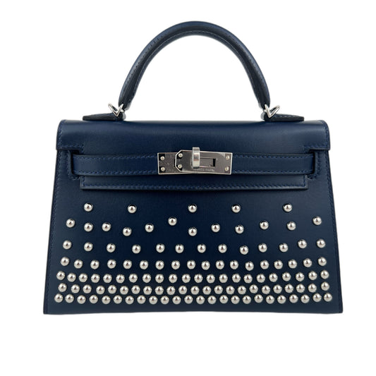 Mini kelly cloute ミニケリークルーテ Blue abysse ブルーアビス  PHW シルバー金具 Stamp-K K刻印 Box calf ボックスカーフ