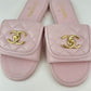 CHANEL シャネル シャネル サンダル ミュール CCロゴ キルティングビーチサンダル ラムスキン Pink ピンク