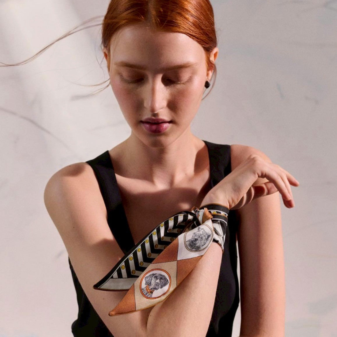 Twilly ツイリー　コリエ・エ・シアン マルチカラー　ブラウン 絹 100%