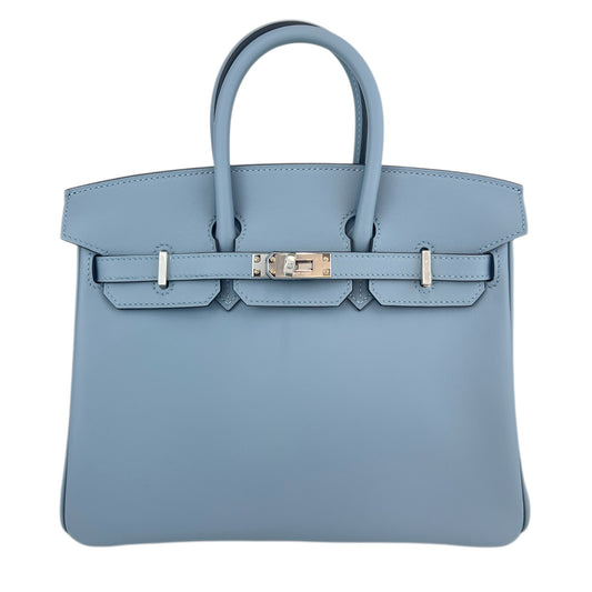 Birkin25 バーキン25 Blue lin  ブルーリン　PHW シルバー金具 Swift スイフト　Stamp-K K刻