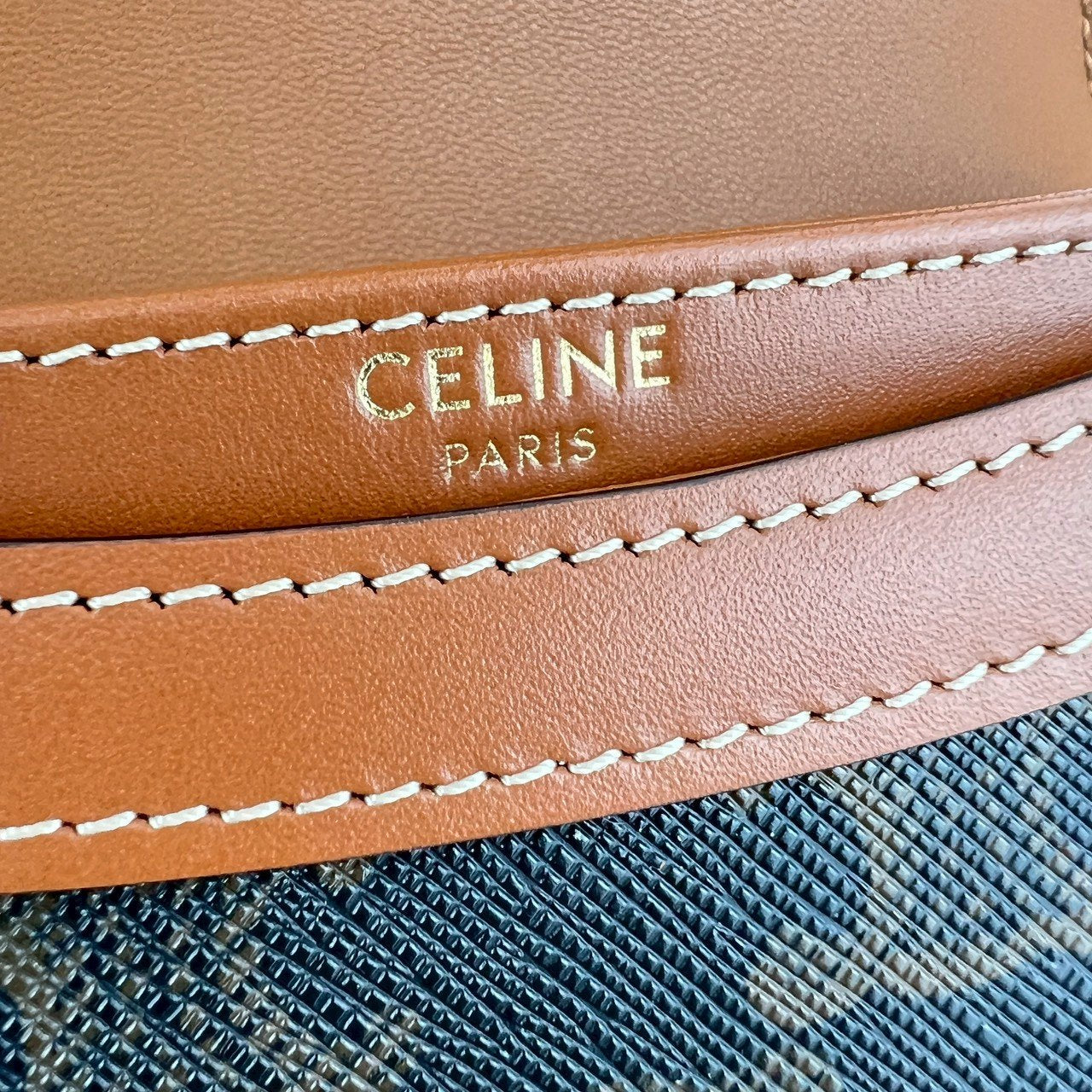 ミニ ブザス クレア トリオンフキャンバス/カーフスキン タン