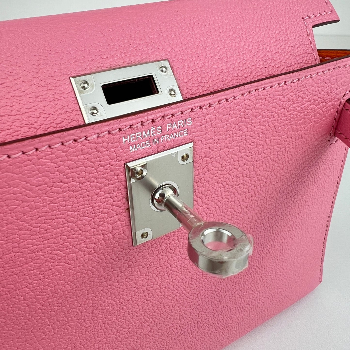 Mini kelly verso ミニケリー ヴェルソ Rose confetti ローズコンフェッティ Chevre シェーブル PHW シルバー金具 Stamp-U U刻印