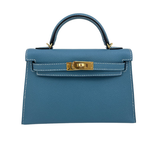 Mini kelly ミニケリー Blue jean ブルージン Epsom エプソン GHW ゴールド金具 Stamp-K K刻印