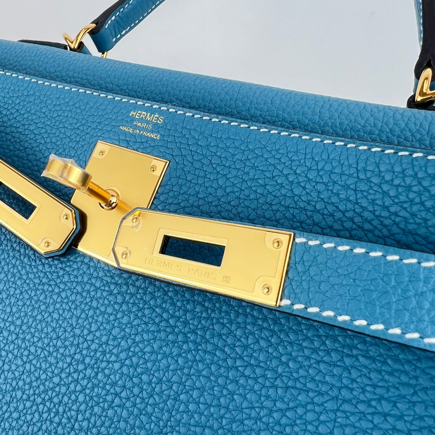 Kelly28 ケリー28 Bleu jean ブルージーン ゴールド金具 Stamp-W W刻印  Togo トゴ