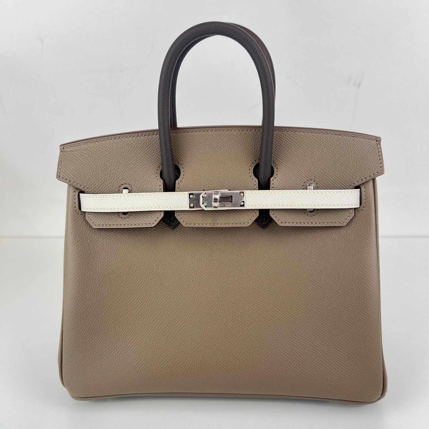 Birkin25 tricolor バーキン25 トリコロール Etoupe エトープ PHW シルバー金具 Stamp-B B刻印 Epsom エプソン