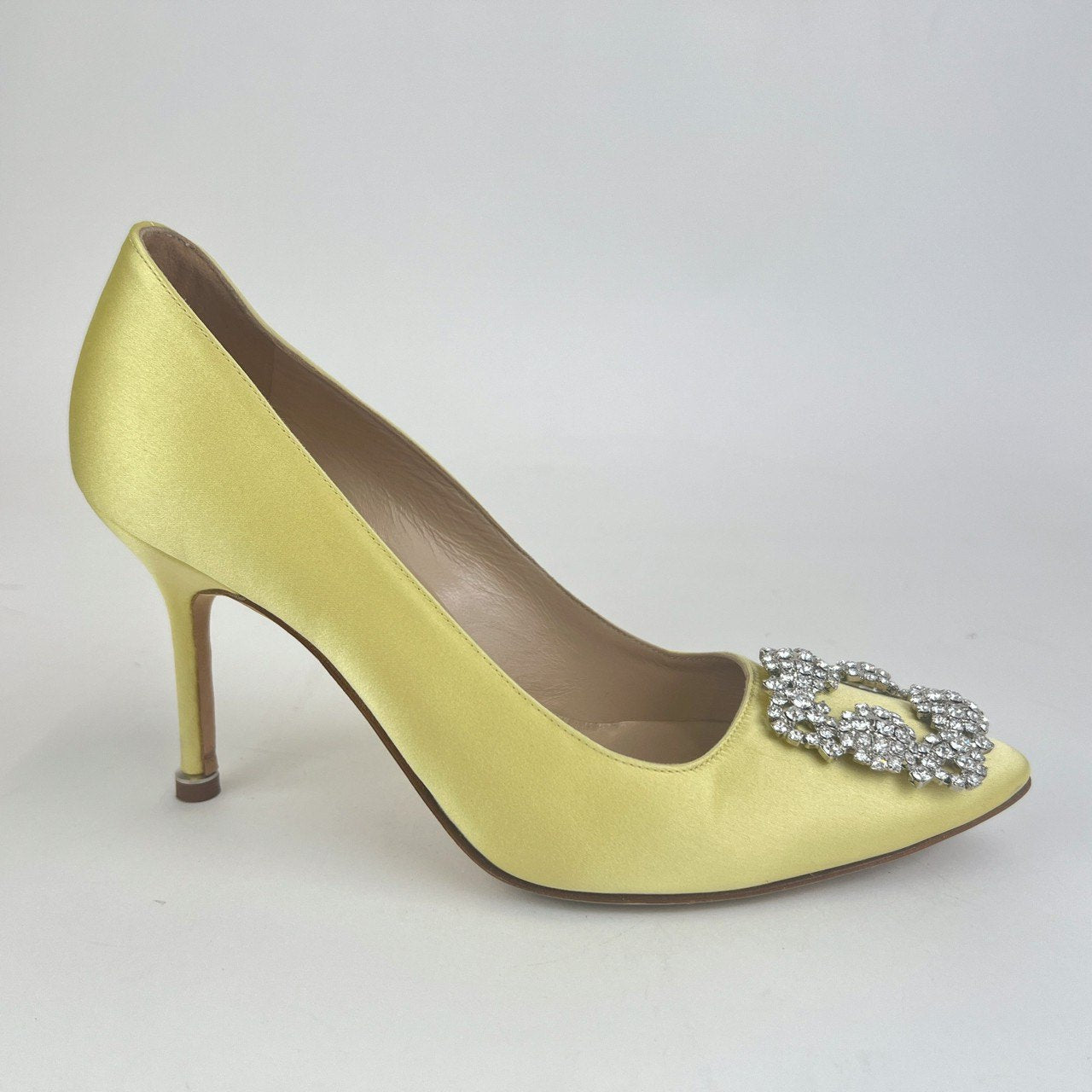 ハンギシ ビジューバックル パンプス Yellow イエロー 70mm