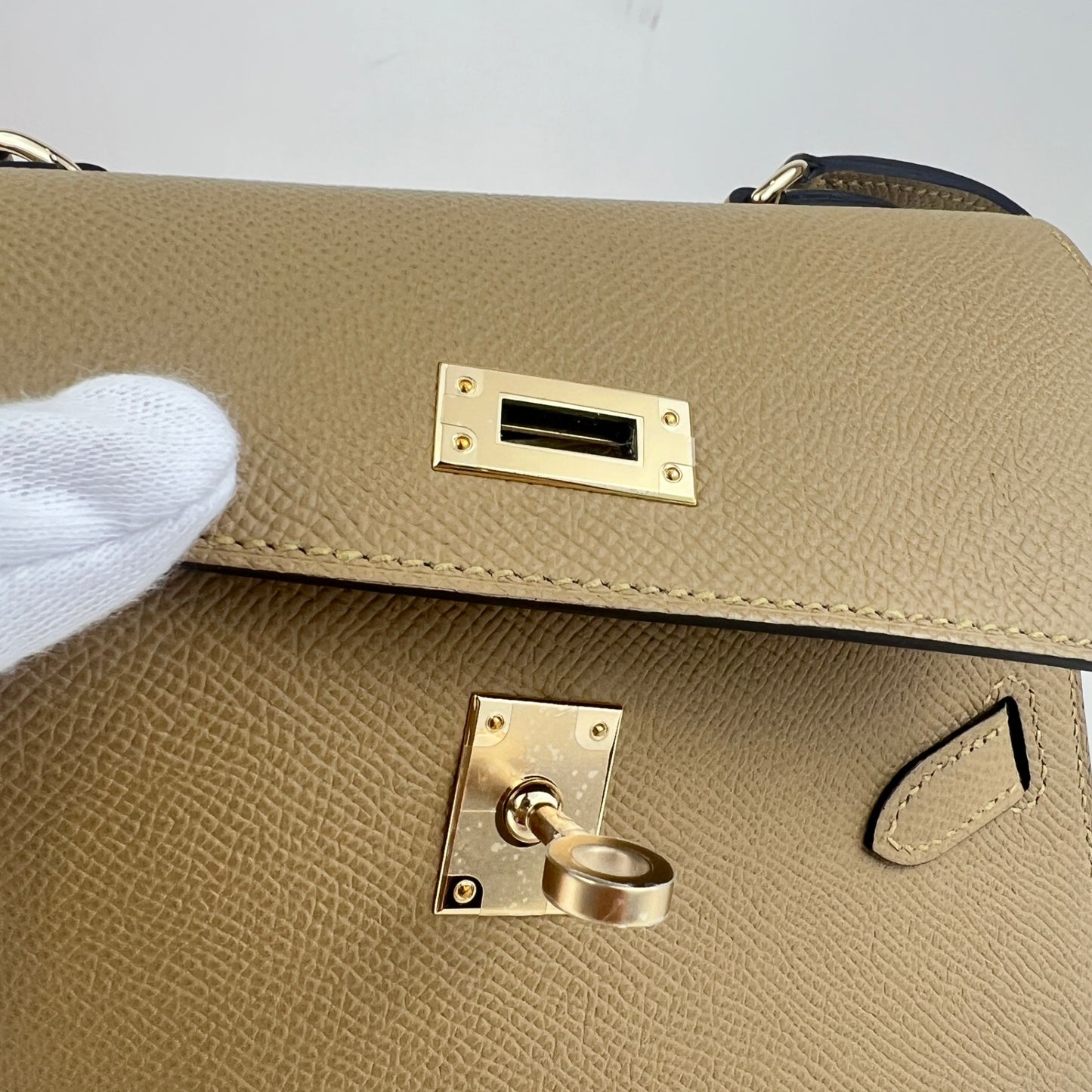 Mini kelly disorder ミニケリー 無秩序 Poussiere プシエール PMBHW  シャンパンゴールド金具 Stamp-K K刻印 Epsom エプソン