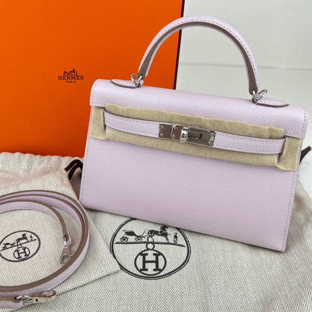 Mini kelly ミニケリー Mauve pale モーヴパール PHW シルバー金具 Epsom エプソン Stamp-W W刻印