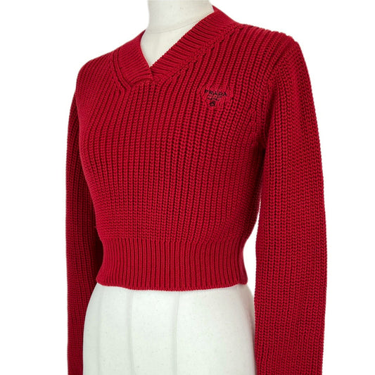 PRADA プラダ コットン ニット レディース レッド P24R1G Red レッド コットン100%