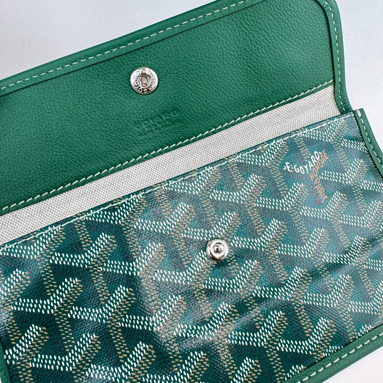 サンルイPM グリーン Green ゴヤールディンキャンバス シュヴロッシュカーフスキン