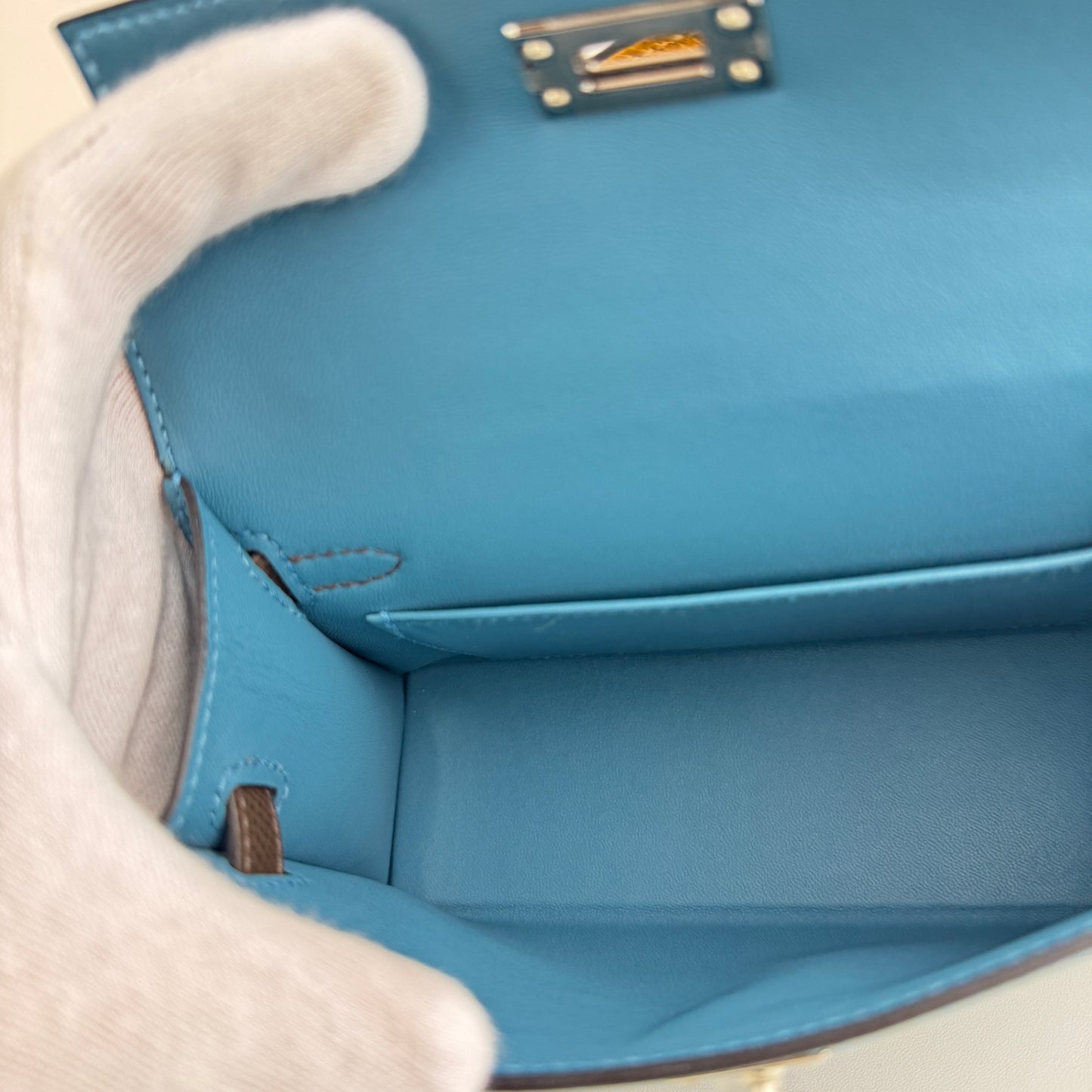 Mini kelly tricolor ミニケリー トリコロール Blue jean/Ecorce/Sesami ブルージーン/エコルセ/セサミ Epsom エプソン PHW シルバー金具 Stamp-W W刻印