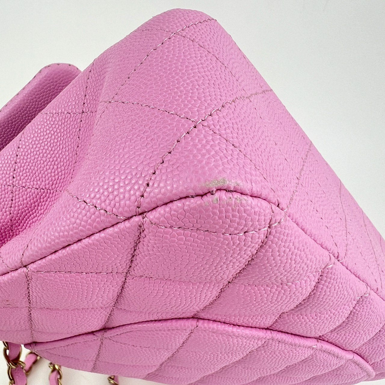 マトラッセ ダブルフラップ ダブルチェーンショルダー ピンク　パープル　Pink  Purple  GHW ゴールド金具 キャビアスキン　caviar skin A01112 ICチップ
