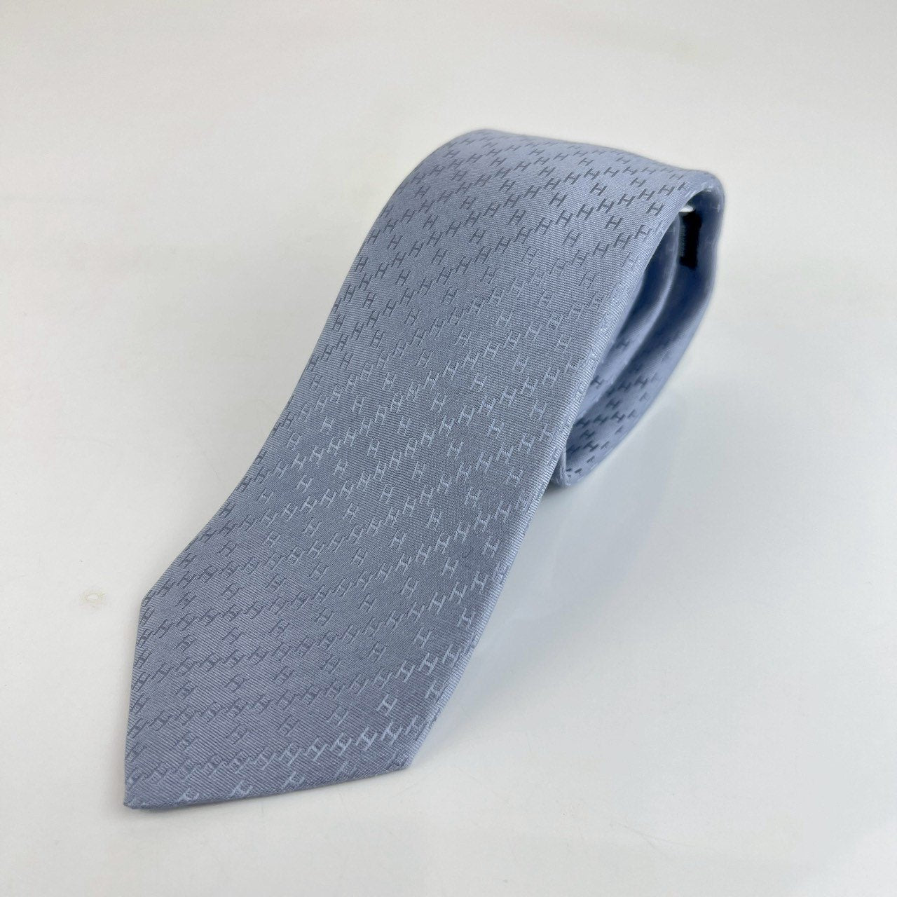 シルクタイ Faconnee ニューHタイ Faconnee New H tie GRIS GLACIER グリグラシエ ライトブルー シルク