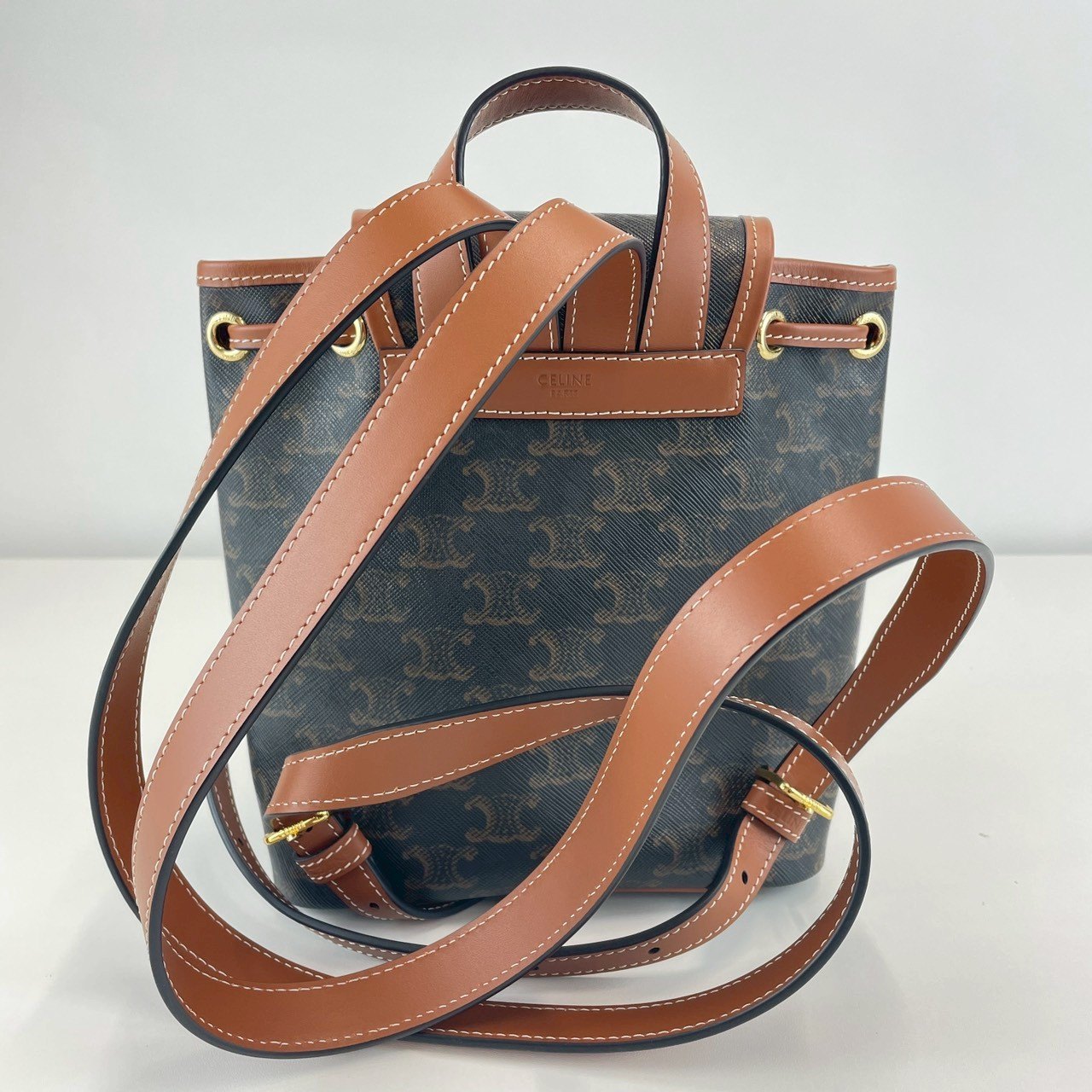 フォルコバックパックミニ トリオンフキャンバス カーフスキン タン