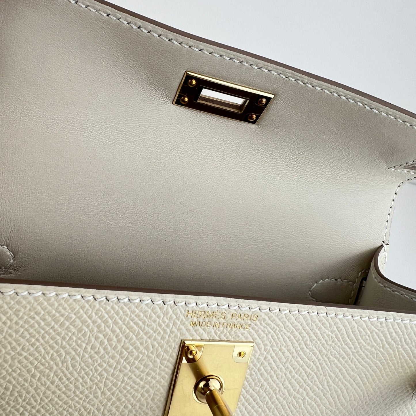 Mini kelly ミニケリー Stamp-K K刻印 Epsom エプソン Craie クレ PMBHW シャンパンゴールド金具