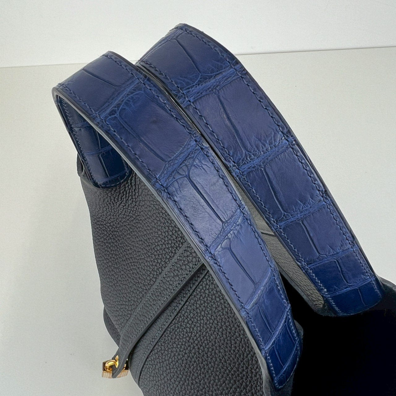 Picotin Lock PM ピコタンロック18 Blue nuit ブルーニュイ Taurillon clemence トリヨンクレマンス crocodile クロコダイル GHW ゴールド金具 Stamp-B B刻印