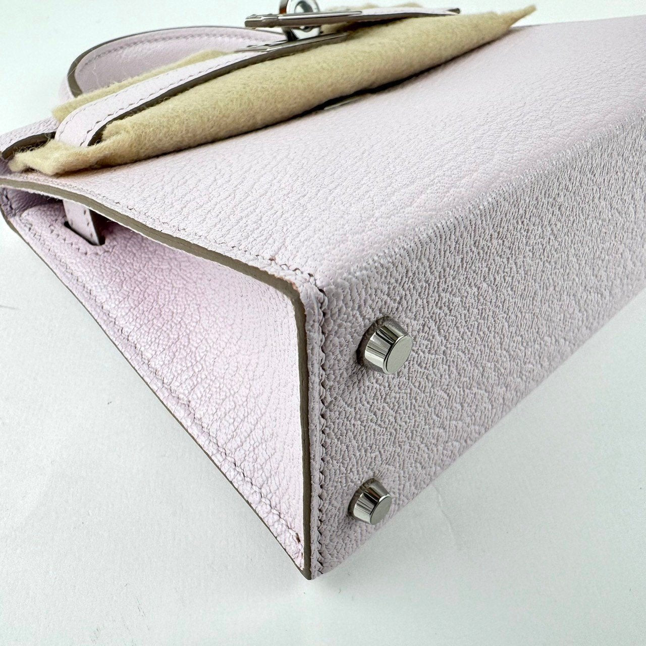 Mini kelly ミニケリー Mauve pale モーヴパール Chevre シェーブル PHW シルバー金具 Stamp-B B刻印