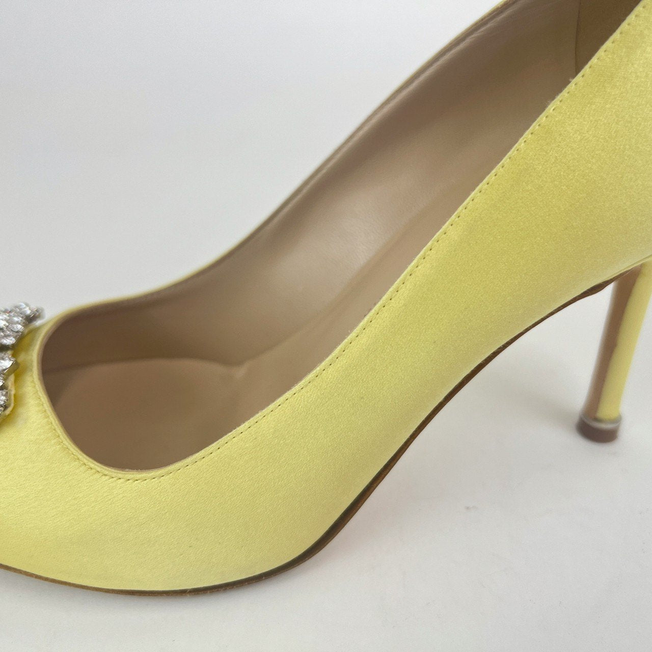 ハンギシ ビジューバックル パンプス Yellow イエロー 70mm