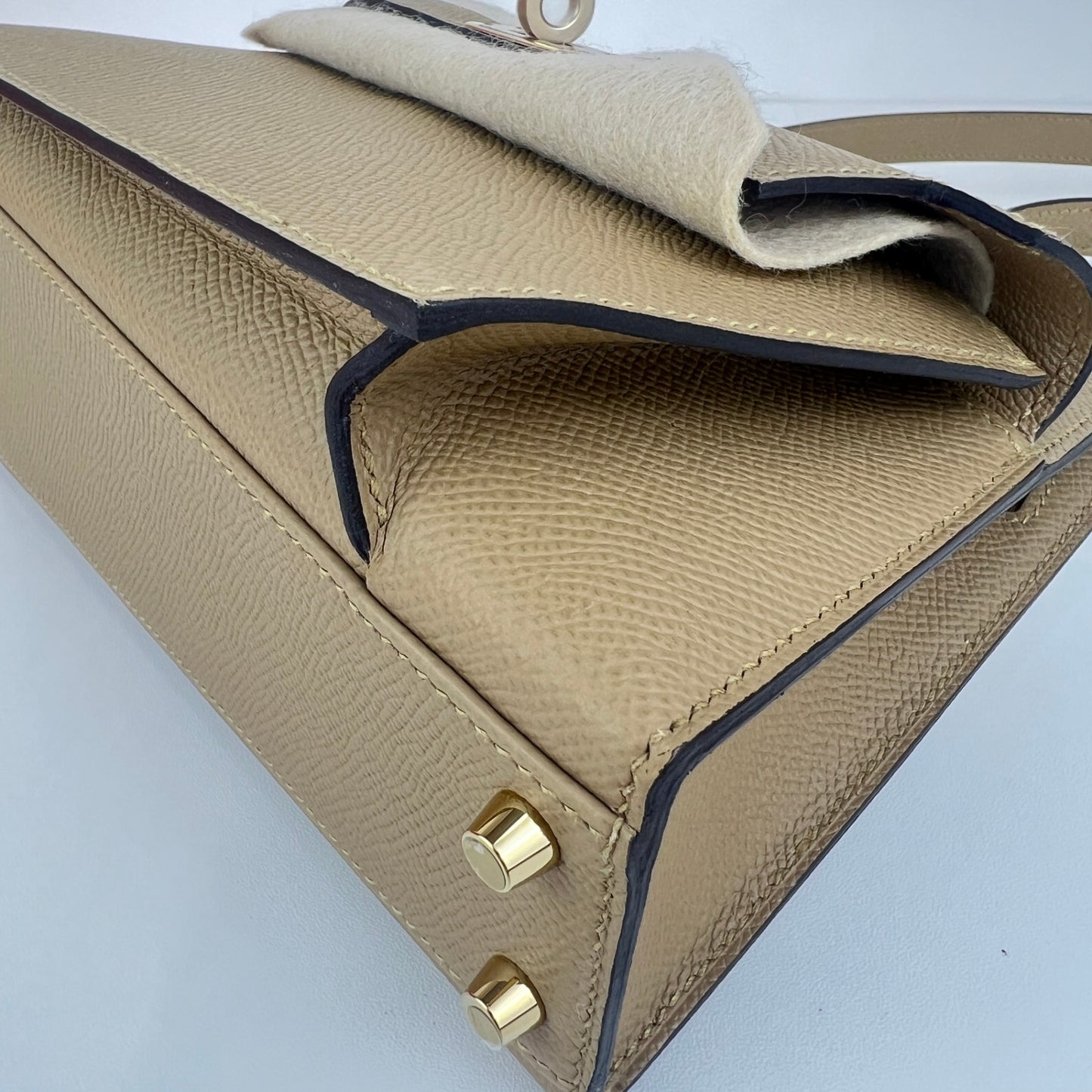 Mini kelly disorder ミニケリー 無秩序 Poussiere プシエール PMBHW  シャンパンゴールド金具 Stamp-K K刻印 Epsom エプソン