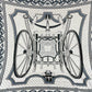 Hermès エルメス Châle 140 Les Roues de Phaéton  カレジュアン140(四輪馬車の車輪) カシミア70%、シルク30% gris chiné(グリシネ) / ardoise clair(アルドワーズクレール) / Black(ブラック)