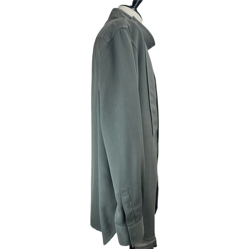 シャツ　ロングスリーブ　長袖 カーキ Kahki ビスコース 100%